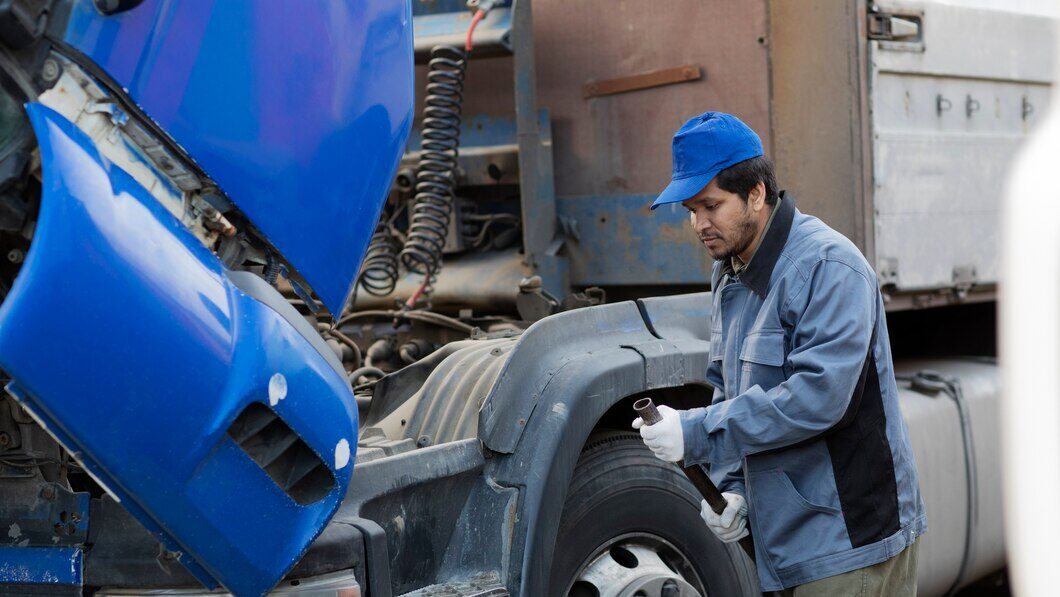 side view mechanic checking truck_23 2149426542 e1741343709828